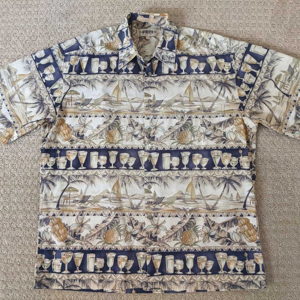 Men's Large Hawaiian Shirt w/Pockets (A254)